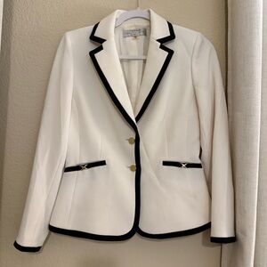 Tahari Cream Blazer with Black Trim